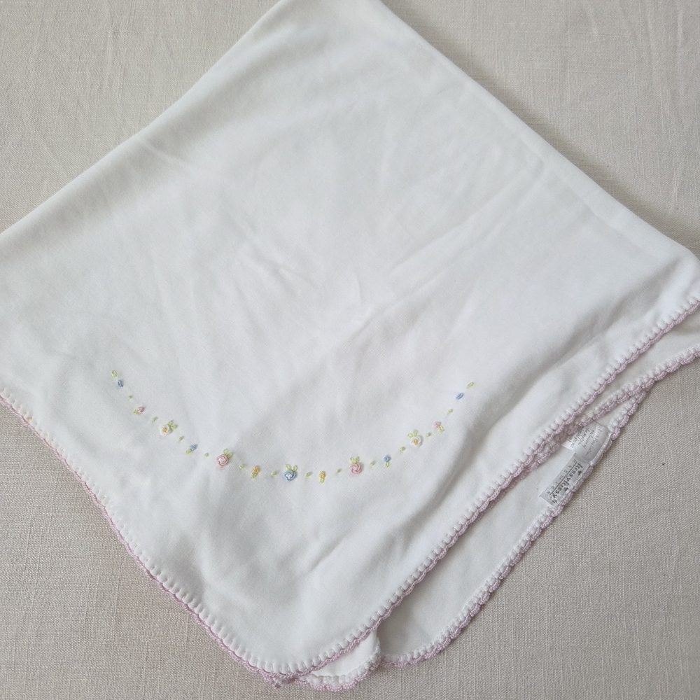 Kissy Kissy 2012 White Baby Blanket with Pastel Floral Embroidery Pima Cotton